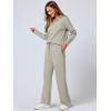 imageANRABESS Womens 2 Piece Outfits Lounge Sets Casual Long Sleeve Sweatsuits Polo Top Wide Leg Pants Fall Sweat Matching SetsLight Khaki