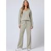 imageANRABESS Womens 2 Piece Outfits Lounge Sets Casual Long Sleeve Sweatsuits Polo Top Wide Leg Pants Fall Sweat Matching SetsLight Khaki