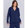 imageANRABESS Womens 2 Piece Outfits Lounge Sets Casual Long Sleeve Sweatsuits Polo Top Wide Leg Pants Fall Sweat Matching SetsNavy Blue