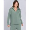 imageANRABESS Womens 2 Piece Outfits Lounge Sets Casual Long Sleeve Sweatsuits Polo Top Wide Leg Pants Fall Sweat Matching SetsPea Green
