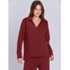 imageANRABESS Womens 2 Piece Outfits Lounge Sets Casual Long Sleeve Sweatsuits Polo Top Wide Leg Pants Fall Sweat Matching SetsRed