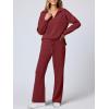 imageANRABESS Womens 2 Piece Outfits Lounge Sets Casual Long Sleeve Sweatsuits Polo Top Wide Leg Pants Fall Sweat Matching SetsRed