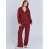 imageANRABESS Womens 2 Piece Outfits Lounge Sets Casual Long Sleeve Sweatsuits Polo Top Wide Leg Pants Fall Sweat Matching SetsRed