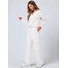 imageANRABESS Womens 2 Piece Outfits Lounge Sets Casual Long Sleeve Sweatsuits Polo Top Wide Leg Pants Fall Sweat Matching SetsWhite