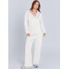 imageANRABESS Womens 2 Piece Outfits Lounge Sets Casual Long Sleeve Sweatsuits Polo Top Wide Leg Pants Fall Sweat Matching SetsWhite