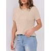 imageANRABESS Womens Short Sleeve Sweaters Tops Crewneck Cable Knit Casual Soft Pullover Shirt 2025 Spring Summer Business OutfitsApricot