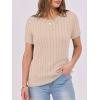 imageANRABESS Womens Short Sleeve Sweaters Tops Crewneck Cable Knit Casual Soft Pullover Shirt 2025 Spring Summer Business OutfitsApricot