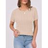 imageANRABESS Womens Short Sleeve Sweaters Tops Crewneck Cable Knit Casual Soft Pullover Shirt 2025 Spring Summer Business OutfitsApricot