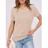 imageANRABESS Womens Short Sleeve Sweaters Tops Crewneck Cable Knit Casual Soft Pullover Shirt 2025 Spring Summer Business OutfitsApricot