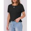 imageANRABESS Womens Short Sleeve Sweaters Tops Crewneck Cable Knit Casual Soft Pullover Shirt 2025 Spring Summer Business OutfitsBlack