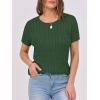 imageANRABESS Womens Short Sleeve Sweaters Tops Crewneck Cable Knit Casual Soft Pullover Shirt 2025 Spring Summer Business OutfitsDeep Green