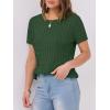 imageANRABESS Womens Short Sleeve Sweaters Tops Crewneck Cable Knit Casual Soft Pullover Shirt 2025 Spring Summer Business OutfitsDeep Green