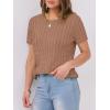 imageANRABESS Womens Short Sleeve Sweaters Tops Crewneck Cable Knit Casual Soft Pullover Shirt 2025 Spring Summer Business OutfitsKhaki