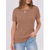 imageANRABESS Womens Short Sleeve Sweaters Tops Crewneck Cable Knit Casual Soft Pullover Shirt 2025 Spring Summer Business OutfitsKhaki