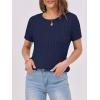 imageANRABESS Womens Short Sleeve Sweaters Tops Crewneck Cable Knit Casual Soft Pullover Shirt 2025 Spring Summer Business OutfitsNavy Blue