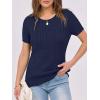 imageANRABESS Womens Short Sleeve Sweaters Tops Crewneck Cable Knit Casual Soft Pullover Shirt 2025 Spring Summer Business OutfitsNavy Blue