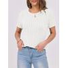 imageANRABESS Womens Short Sleeve Sweaters Tops Crewneck Cable Knit Casual Soft Pullover Shirt 2025 Spring Summer Business OutfitsOffwhite