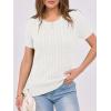 imageANRABESS Womens Short Sleeve Sweaters Tops Crewneck Cable Knit Casual Soft Pullover Shirt 2025 Spring Summer Business OutfitsOffwhite