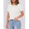 imageANRABESS Womens Short Sleeve Sweaters Tops Crewneck Cable Knit Casual Soft Pullover Shirt 2025 Spring Summer Business OutfitsOffwhite