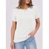 imageANRABESS Womens Short Sleeve Sweaters Tops Crewneck Cable Knit Casual Soft Pullover Shirt 2025 Spring Summer Business OutfitsOffwhite