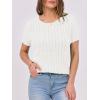 imageANRABESS Womens Short Sleeve Sweaters Tops Crewneck Cable Knit Casual Soft Pullover Shirt 2025 Spring Summer Business OutfitsOffwhite