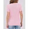 imageANRABESS Womens Short Sleeve Sweaters Tops Crewneck Cable Knit Casual Soft Pullover Shirt 2025 Spring Summer Business OutfitsPink