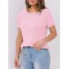 imageANRABESS Womens Short Sleeve Sweaters Tops Crewneck Cable Knit Casual Soft Pullover Shirt 2025 Spring Summer Business OutfitsPink