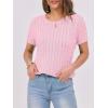 imageANRABESS Womens Short Sleeve Sweaters Tops Crewneck Cable Knit Casual Soft Pullover Shirt 2025 Spring Summer Business OutfitsPink
