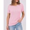 imageANRABESS Womens Short Sleeve Sweaters Tops Crewneck Cable Knit Casual Soft Pullover Shirt 2025 Spring Summer Business OutfitsPink