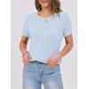 imageANRABESS Womens Short Sleeve Sweaters Tops Crewneck Cable Knit Casual Soft Pullover Shirt 2025 Spring Summer Business OutfitsSky Blue