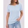 imageANRABESS Womens Short Sleeve Sweaters Tops Crewneck Cable Knit Casual Soft Pullover Shirt 2025 Spring Summer Business OutfitsSky Blue