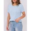 imageANRABESS Womens Short Sleeve Sweaters Tops Crewneck Cable Knit Casual Soft Pullover Shirt 2025 Spring Summer Business OutfitsSky Blue