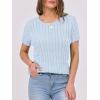 imageANRABESS Womens Short Sleeve Sweaters Tops Crewneck Cable Knit Casual Soft Pullover Shirt 2025 Spring Summer Business OutfitsSky Blue