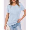 imageANRABESS Womens Short Sleeve Sweaters Tops Crewneck Cable Knit Casual Soft Pullover Shirt 2025 Spring Summer Business OutfitsSky Blue