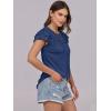 imageANRABESS Womens Tops 2025 Summer Dressy Casual Ruffle Short Sleeve T Shirts Smocked Crewneck Business Work Tee BlouseDeep Blue