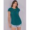 imageANRABESS Womens Tops 2025 Summer Dressy Casual Ruffle Short Sleeve T Shirts Smocked Crewneck Business Work Tee BlouseLake Green