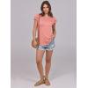 imageANRABESS Womens Tops 2025 Summer Dressy Casual Ruffle Short Sleeve T Shirts Smocked Crewneck Business Work Tee BlouseOrange Pink