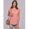 imageANRABESS Womens Tops 2025 Summer Dressy Casual Ruffle Short Sleeve T Shirts Smocked Crewneck Business Work Tee BlouseOrange Pink