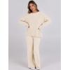 imageANRABESS Womens Two Piece Outfits Sweater Lounge Sets Pullover Wide Leg Matching Sets Casual Loose Fall Clothes 2024Beige