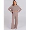 imageANRABESS Womens Two Piece Outfits Sweater Lounge Sets Pullover Wide Leg Matching Sets Casual Loose Fall Clothes 2024Coffee Gray