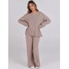 imageANRABESS Womens Two Piece Outfits Sweater Lounge Sets Pullover Wide Leg Matching Sets Casual Loose Fall Clothes 2024Coffee Gray