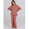 imageANRABESS Womens Two Piece Outfits Sweater Lounge Sets Pullover Wide Leg Matching Sets Casual Loose Fall Clothes 2024Light Rust