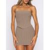imageANRABESS Womens Two Piece Skirt Sets Summer Outfit Strapless Going Out Crop Tops Sexy Mini Club Dress Matching Set 2025Camel
