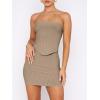 imageANRABESS Womens Two Piece Skirt Sets Summer Outfit Strapless Going Out Crop Tops Sexy Mini Club Dress Matching Set 2025Camel