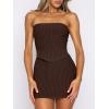 imageANRABESS Womens Two Piece Skirt Sets Summer Outfit Strapless Going Out Crop Tops Sexy Mini Club Dress Matching Set 2025Coffee