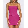 imageANRABESS Womens Two Piece Skirt Sets Summer Outfit Strapless Going Out Crop Tops Sexy Mini Club Dress Matching Set 2025Hot Pink