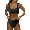 imageANRABESS Bathing Suit for Women Two Piece Bikini Sets High Waisted Tummy Control Modest Swimsuit 2025 Beach Swim WearBlack