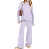 imageANRABESS Womens 2 Piece Outfit Sweater Lounge Sets Long Sleeve Knit Pullover Wide Leg Pant Tracksuit Loungewear 2024 FashionPurple