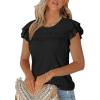 imageANRABESS Womens Tops 2025 Summer Dressy Casual Ruffle Short Sleeve T Shirts Smocked Crewneck Business Work Tee BlouseBlack