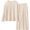 imageANRABESS Womens Two Piece Outfits Sweater Lounge Sets Pullover Wide Leg Matching Sets Casual Loose Fall Clothes 2024Beige